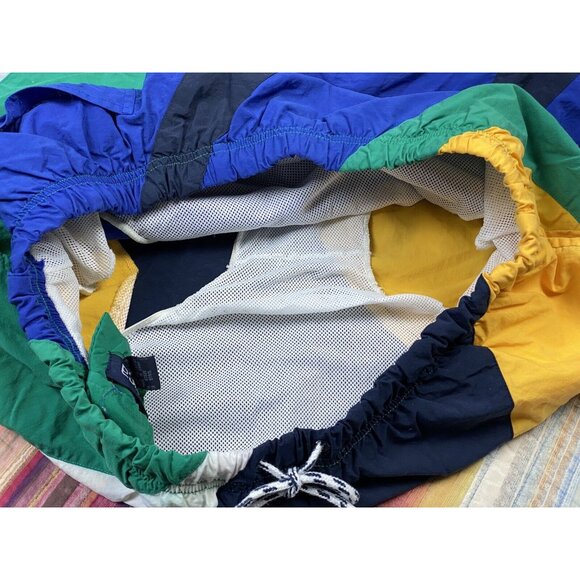 Vtg 90s Nautica Color Block Swim Trunks Shorts Green Blue Yellow Stripe Men’s L - Picture 6 of 8